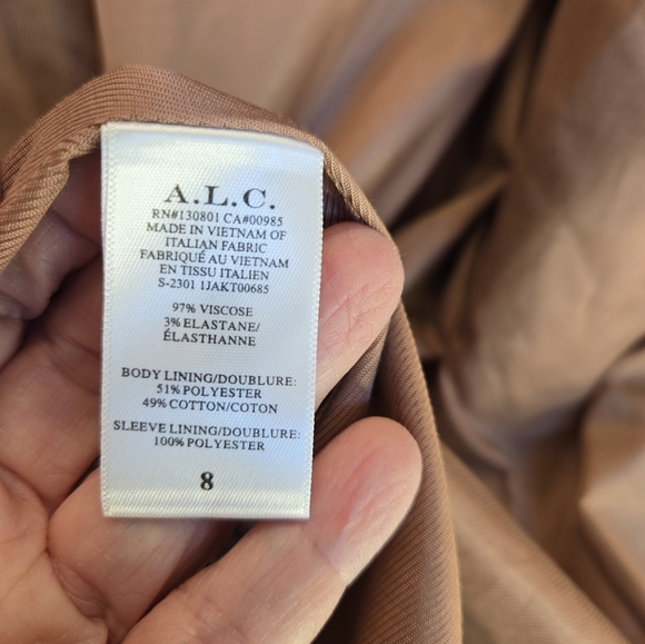 A.L.C. Women Maverick Coat Jacket Blazer Sz 8 Tan-Orange Long Line Lace Up Cinch - Picture 10 of 16